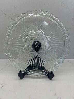 Vintage Clear Pressed Glass Footed Cake Plate ‘Heritage’ by Princess House